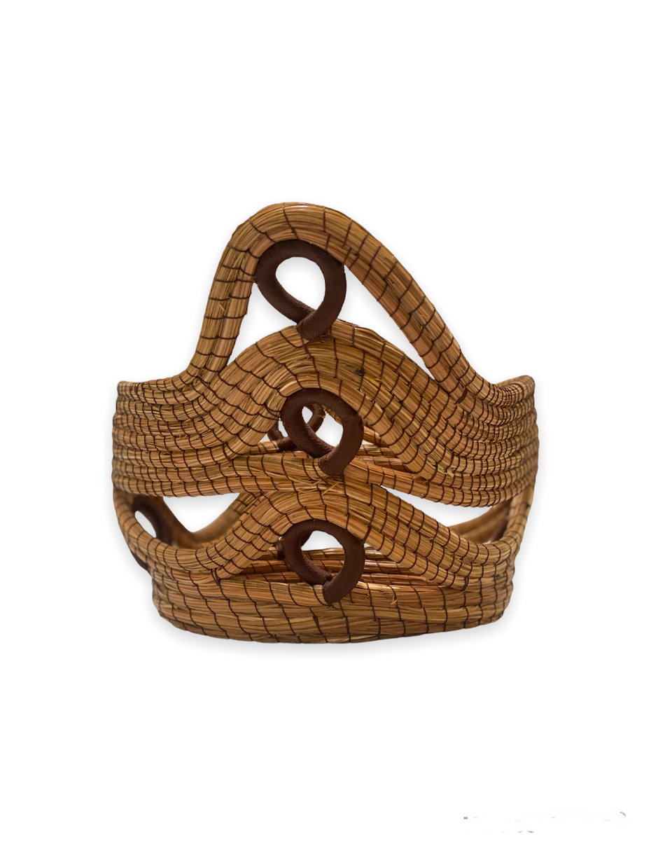 Canasta Oval Artesanal Decorativa Tejida a Mano Fabricada en Ocoxal Hecha en México