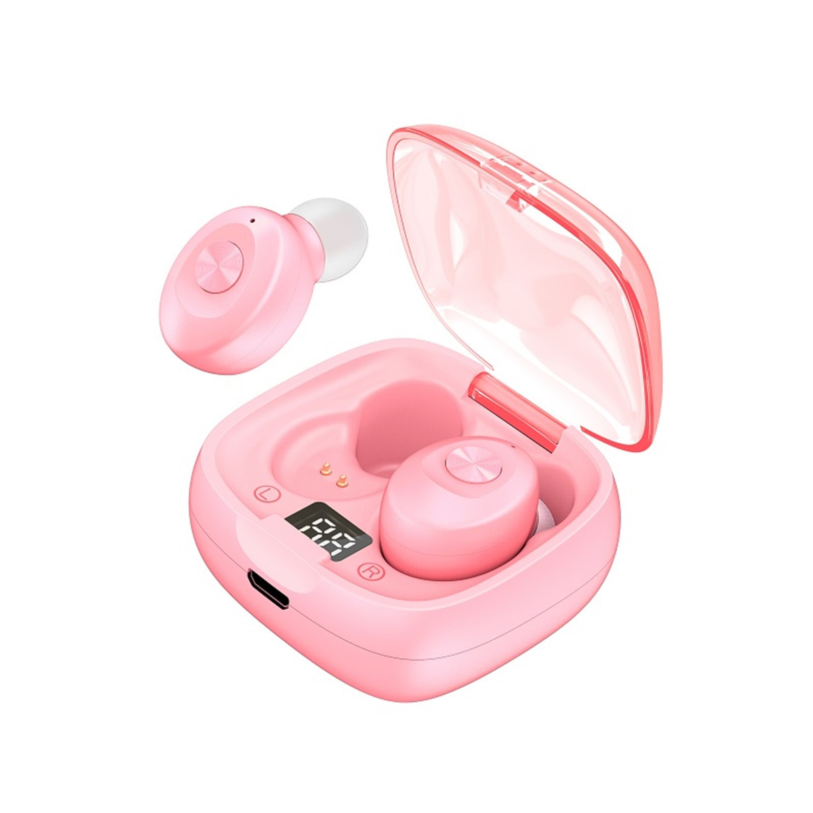 Audifonos TWS Hi-Fi Con Bluetooth y Pantalla LED Resistente Al Agua Rosa