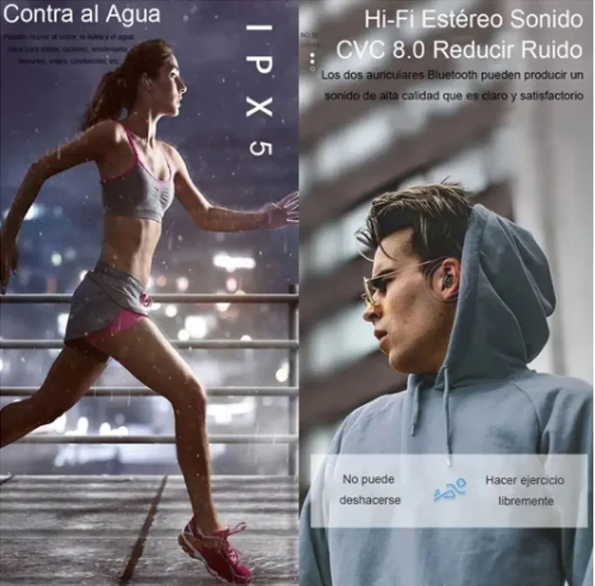 Audifonos TWS Hi-Fi Con Bluetooth y Pantalla LED Resistente Al Agua Rosa