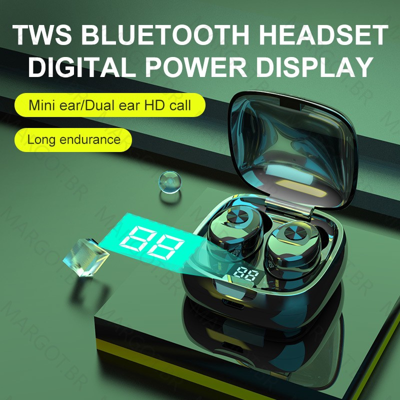 Audifonos TWS Hi-Fi Con Bluetooth y Pantalla LED Resistente Al Agua Negro