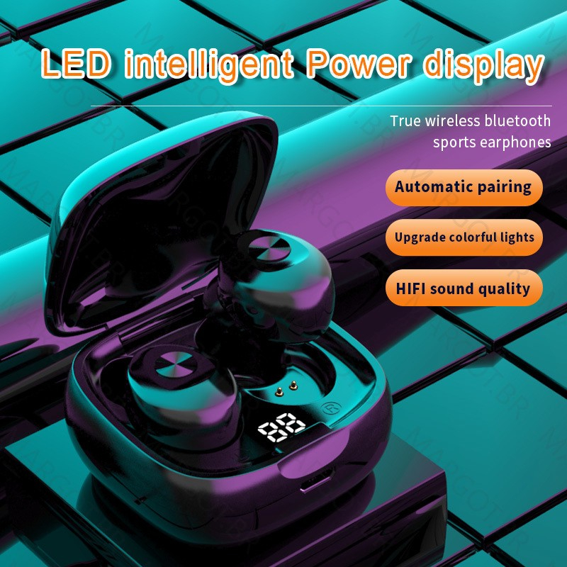 Audifonos TWS Hi-Fi Con Bluetooth y Pantalla LED Resistente Al Agua Negro