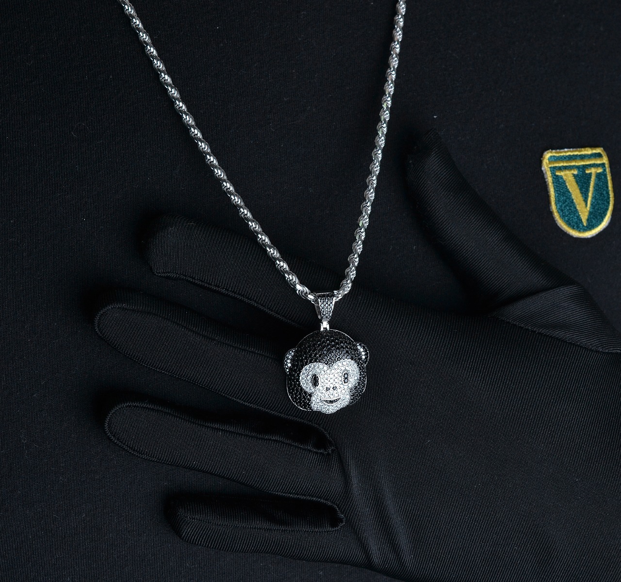 Dije Emoji Mono Y Cadena Torzal Plata 925 Italia + Estuche.