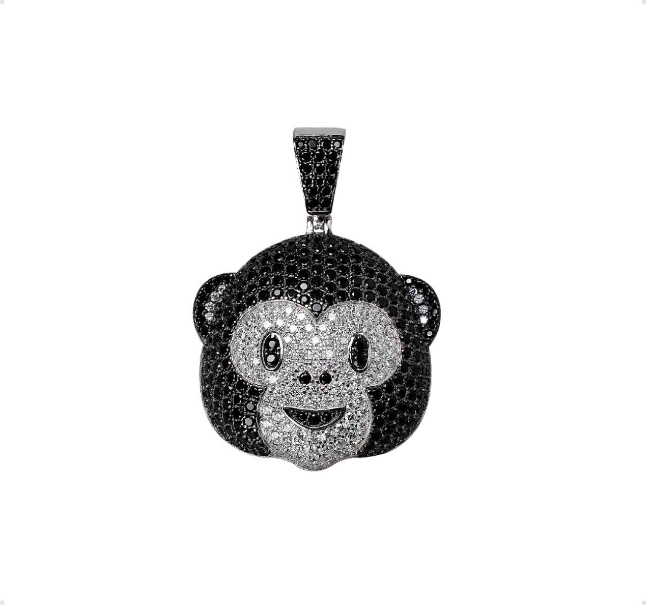 Dije Emoji Mono Y Cadena Torzal Plata 925 Italia + Estuche.