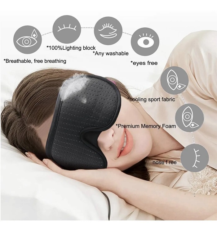 Antifaz 3d Para Dormir Adjustable Respirable + Tapones Oidos