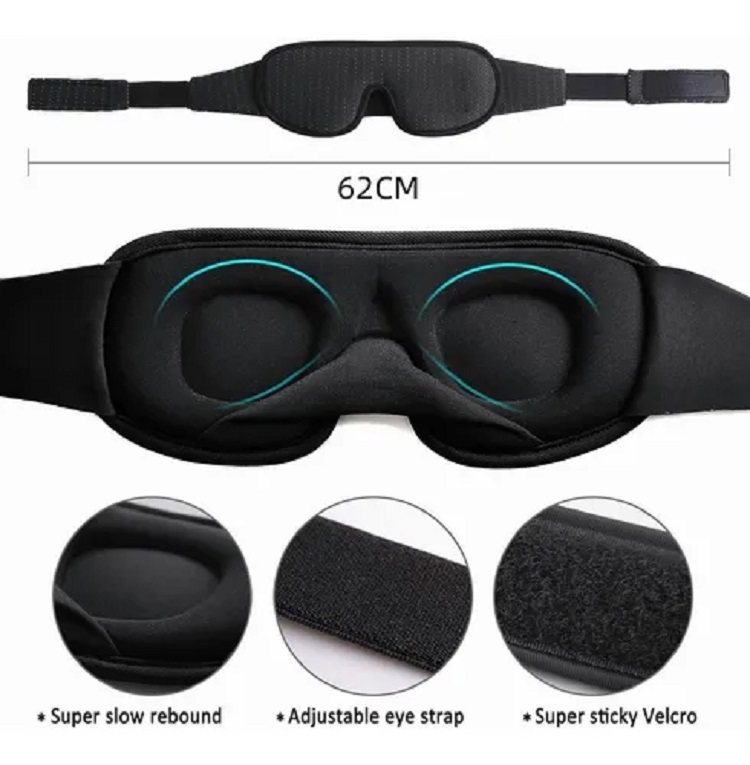 Antifaz 3d Para Dormir Adjustable Respirable + Tapones Oidos