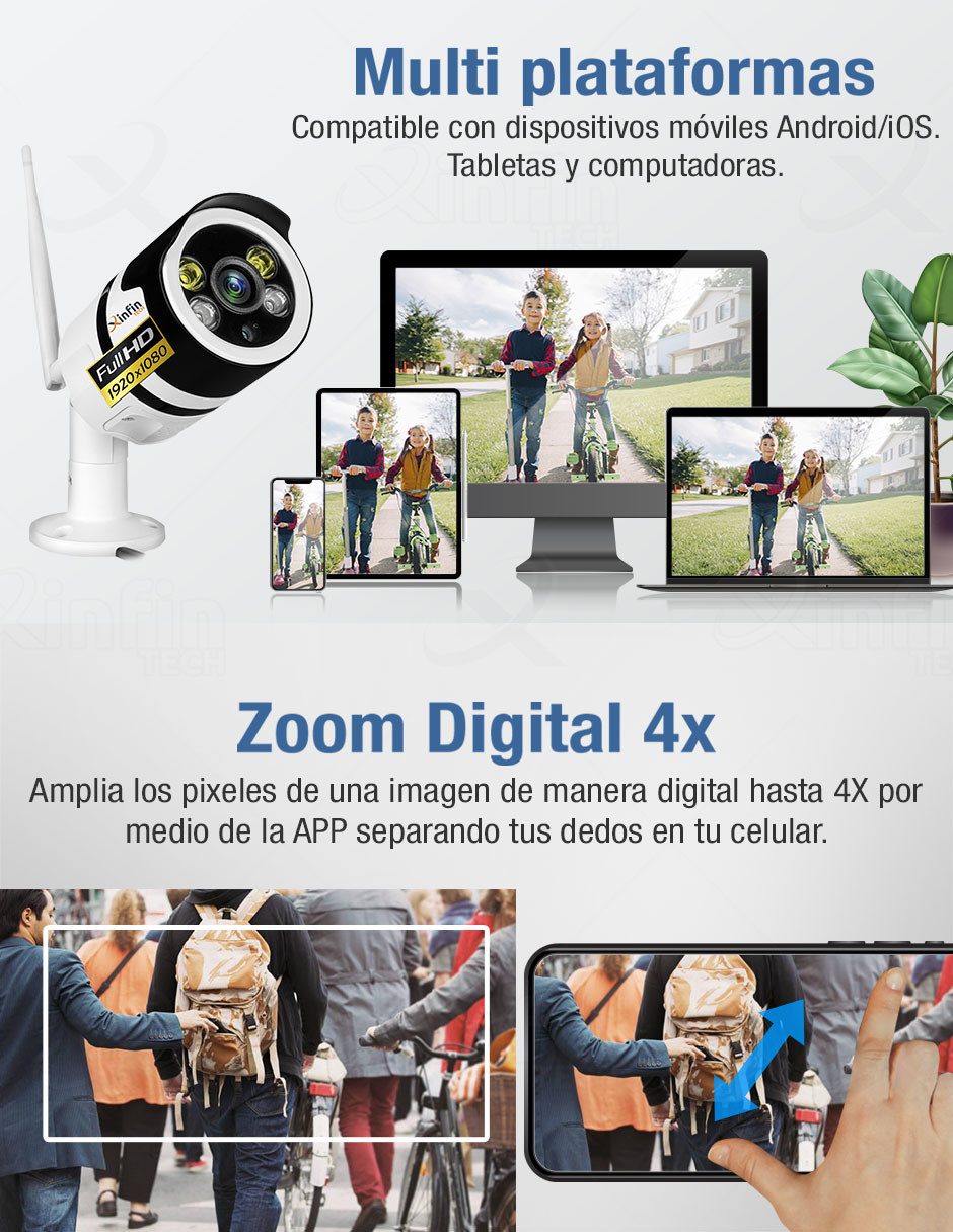 Camara Wifi Seguridad Exterior 1080p Fija Vigilancia Kit-2