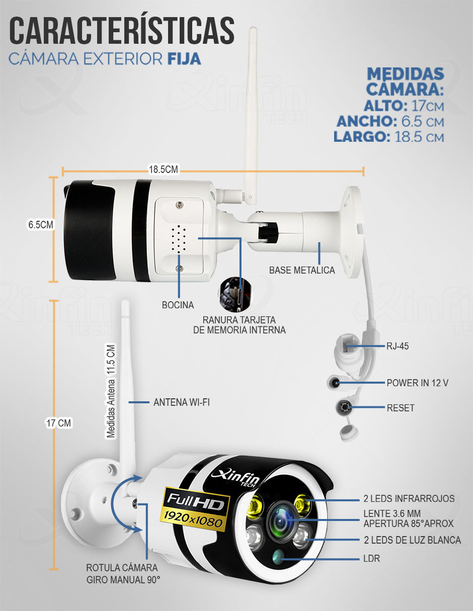 Camara Wifi Seguridad Exterior 1080p Fija Vigilancia Kit-2