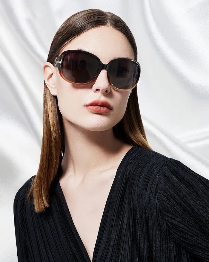 Lentes De Sol Mujer Polarizados Dama Uv400 Marron Degradado