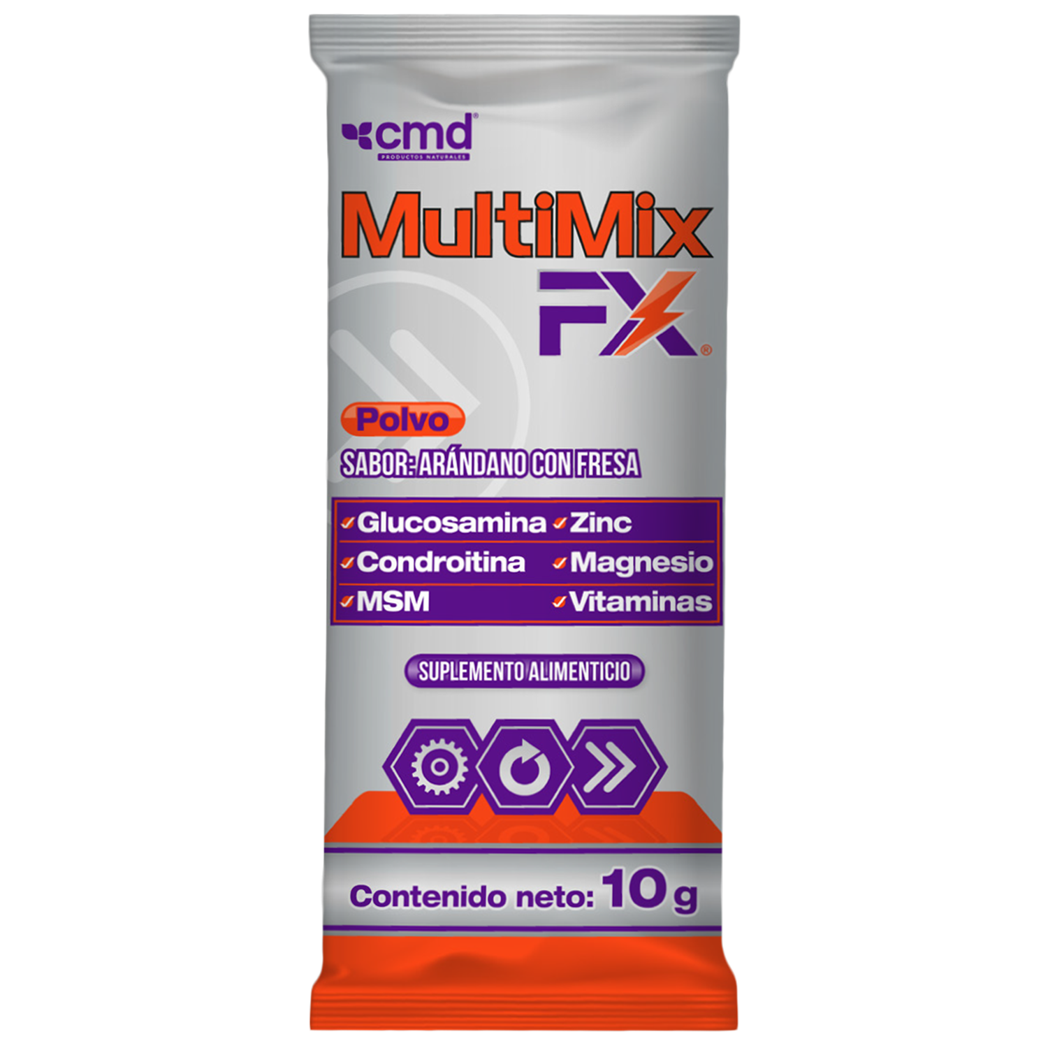 Multimix FX Polvo, 20 Sobres, 10 g c/u, Glucosamina, Condroitina, MSM, Zinc, Magnesio, Vitaminas