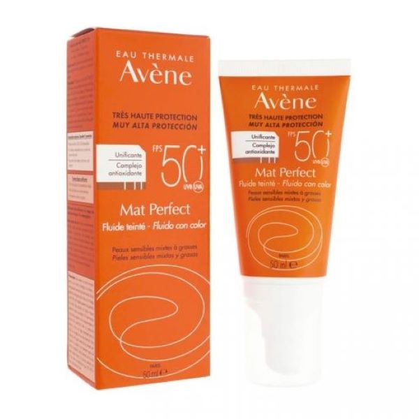 Avene Toque Seco Emulsión tintada resistente al agua, SPF 50+, 50 ml