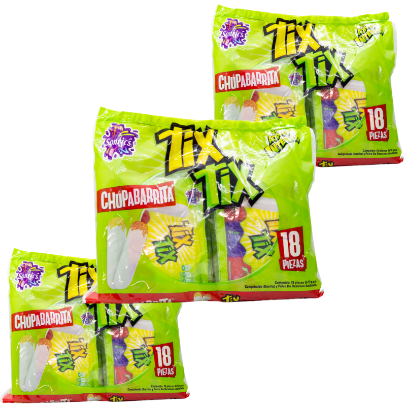 Paquete 4 Chupabarrita Tixtix 18 piezas c/u