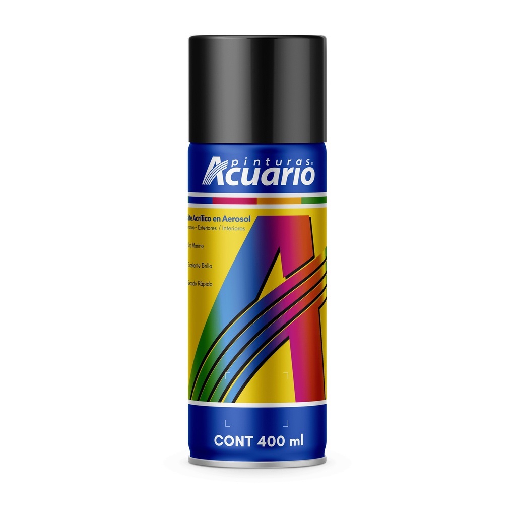 Pintura En Aerosol Acuario Color Negro Mate 400 Ml AA79705