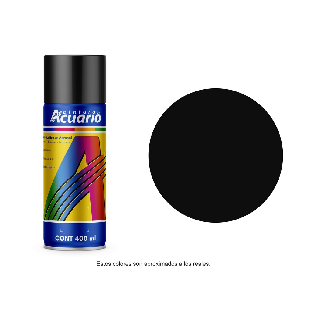 Pintura En Aerosol Acuario Color Negro Brillante 400 Ml AA79905