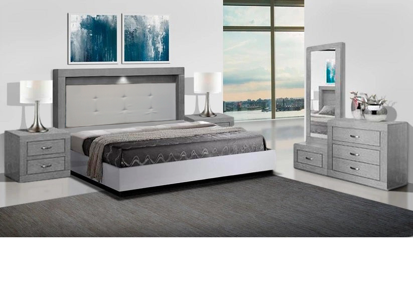 Recamara Aurora King Size 5 Piezas - Gris - Kessa.