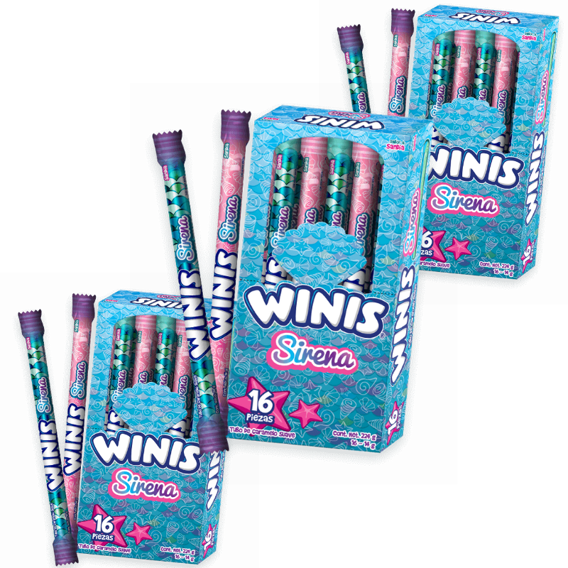 Paquete 4 Winis Tubito Sirena 16 piezas c/u