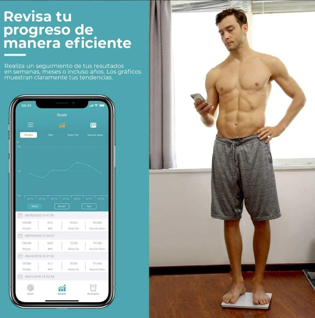 Bascula Digital Peso Corporal Sincroniza Tu Celular Vía App