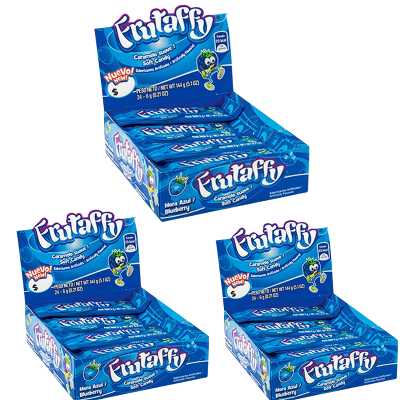 Paquete 4 Caramelo Frutaffy Mora Azul 24 piezas c/u