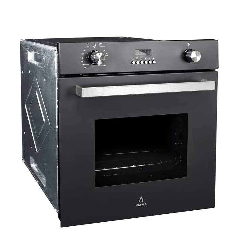 Horno de gas empotrable 60cm en acero inoxidable BLACK VORTEX color negro mate