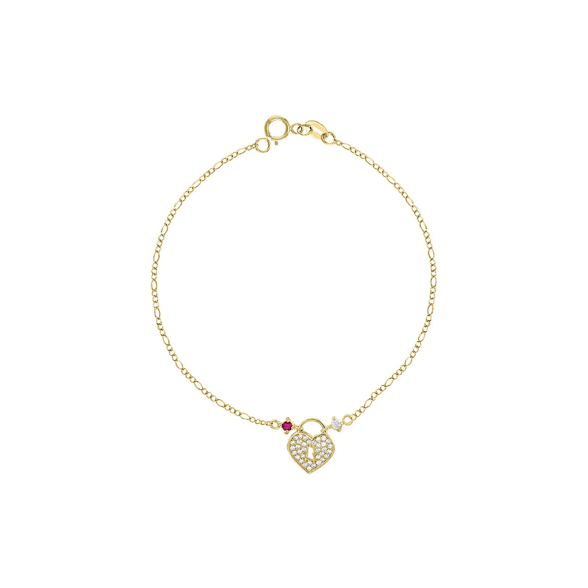 Pulsera Corazón Candado Para Dama Elaborada En Oro De 10 K