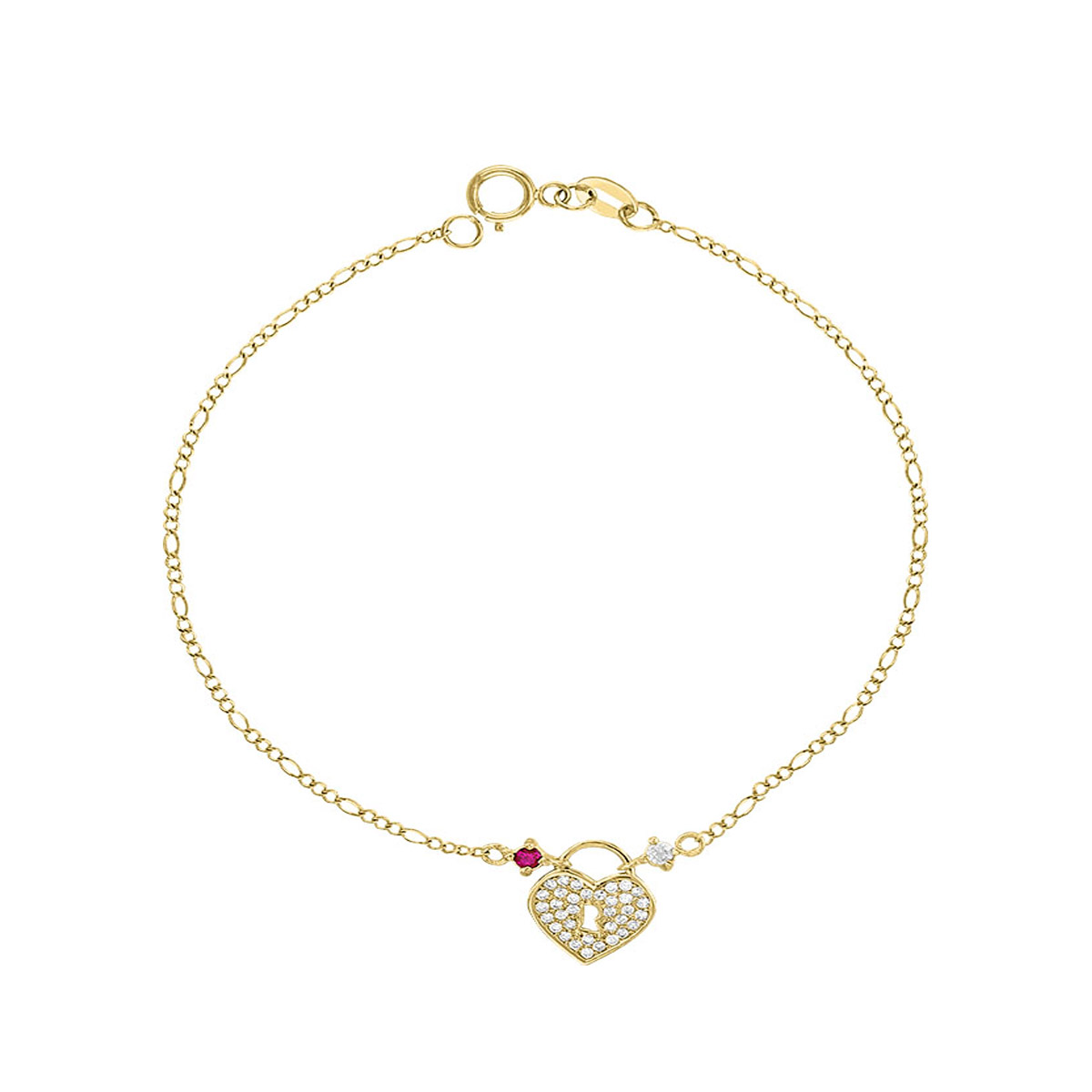 Pulsera Corazón Candado Para Dama Elaborada En Oro De 10 K