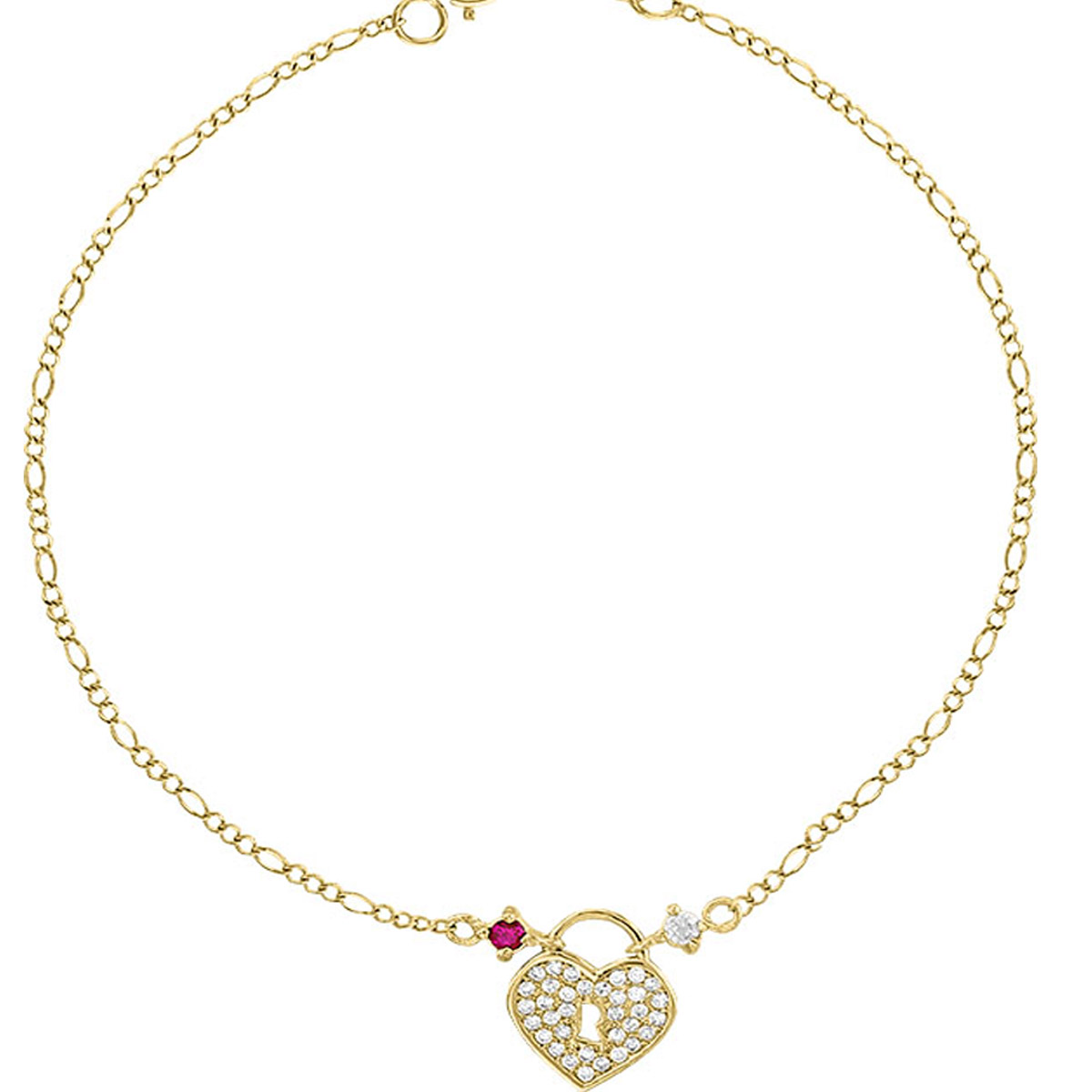 Pulsera Corazón Candado Para Dama Elaborada En Oro De 10 K