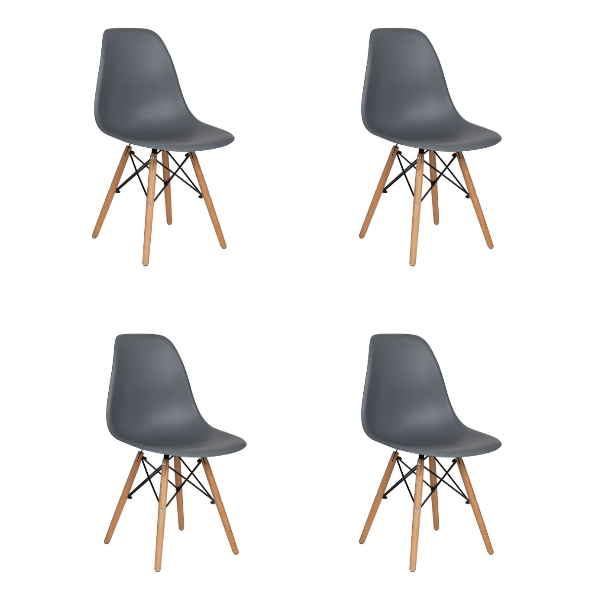 SIMPLE OFFICE Set 4 Sillas Estilo Eames (Gris)