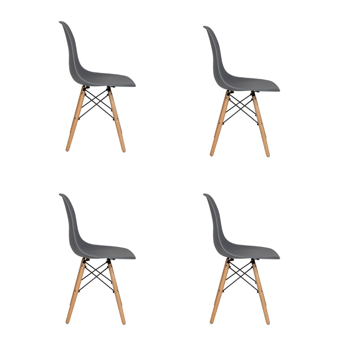 SIMPLE OFFICE Set 4 Sillas Estilo Eames (Gris)