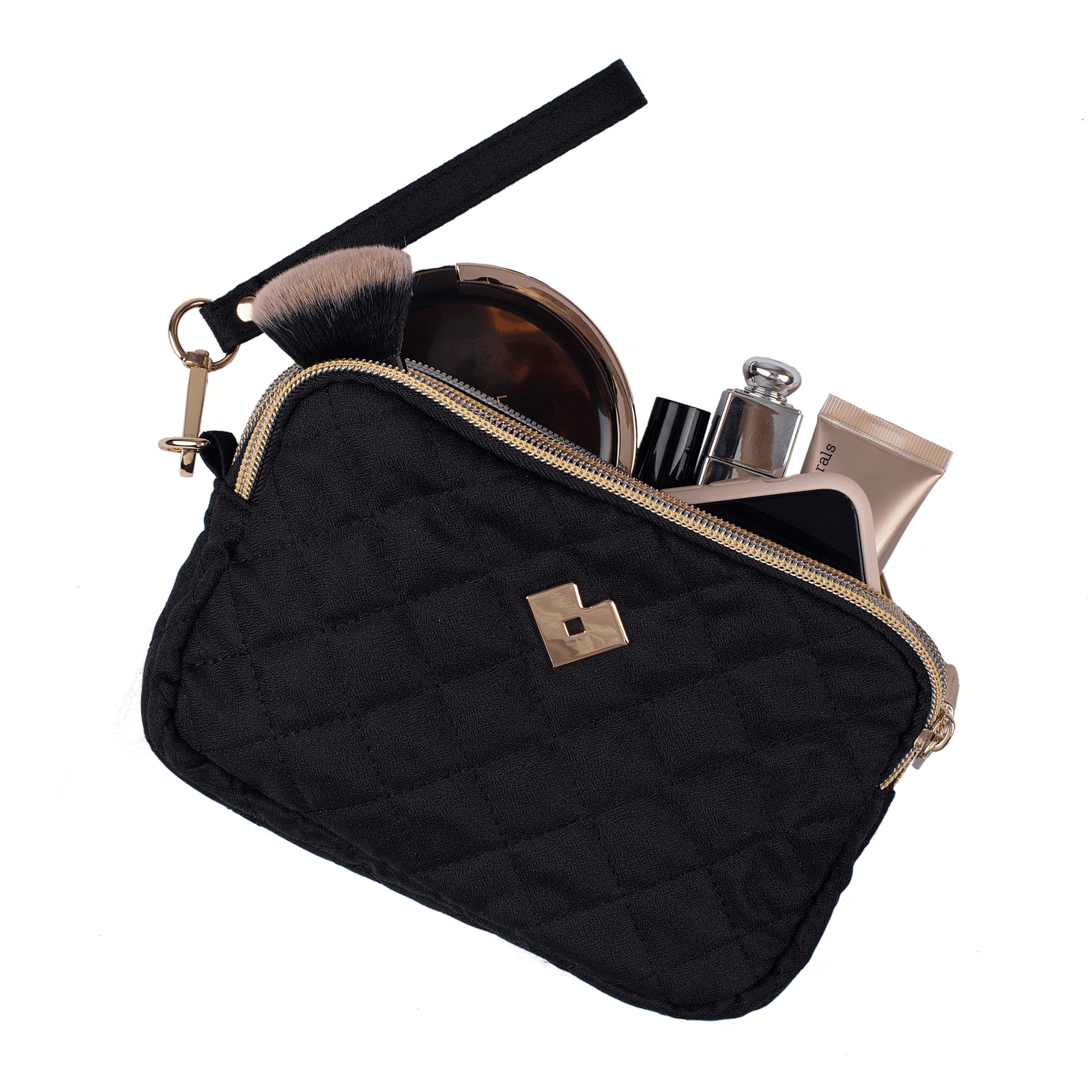 LuckyLy Bolsa de Mano para Mujer tipo Clutch, Ideal como Bolsa para Celular, Cartera Dama y Neceser, Modelo Gaby, Negro