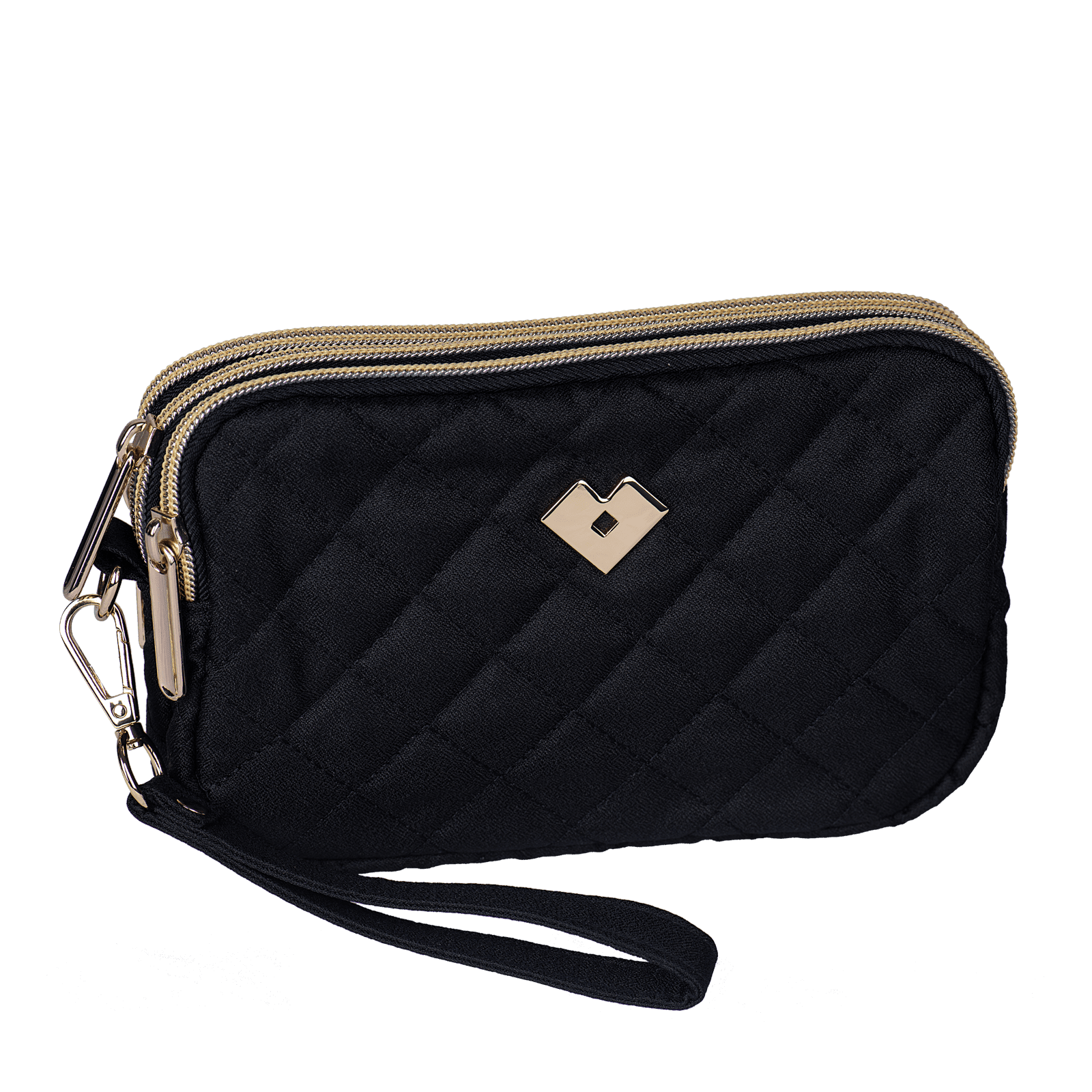 LuckyLy Bolsa de Mano para Mujer tipo Clutch, Ideal como Bolsa para Celular, Cartera Dama y Neceser, Modelo Gaby, Negro