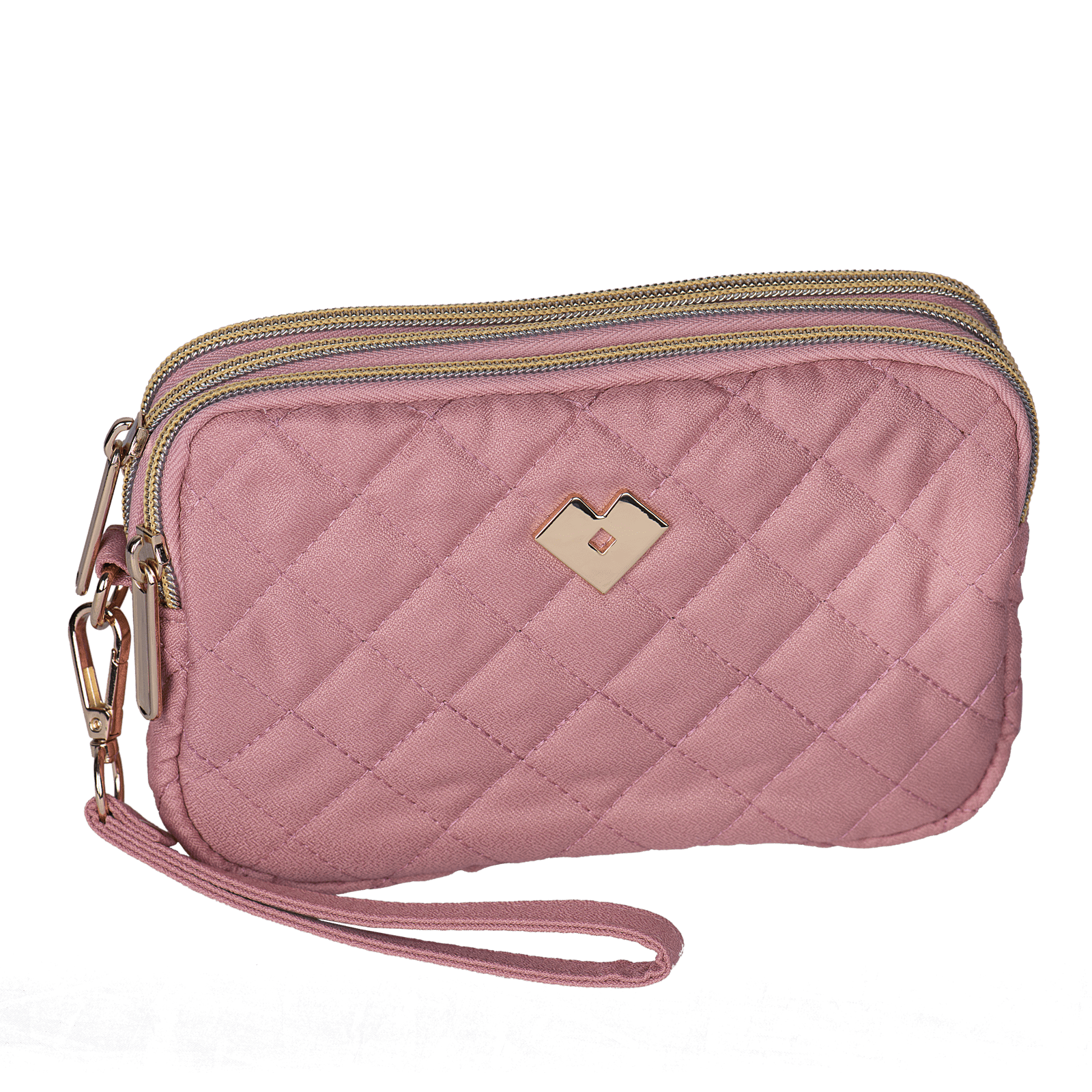 LuckyLy Bolsa de Mano para Mujer tipo Clutch, Ideal como Bolsa para Celular, Cartera Dama y Neceser, Modelo Gaby, Rosa
