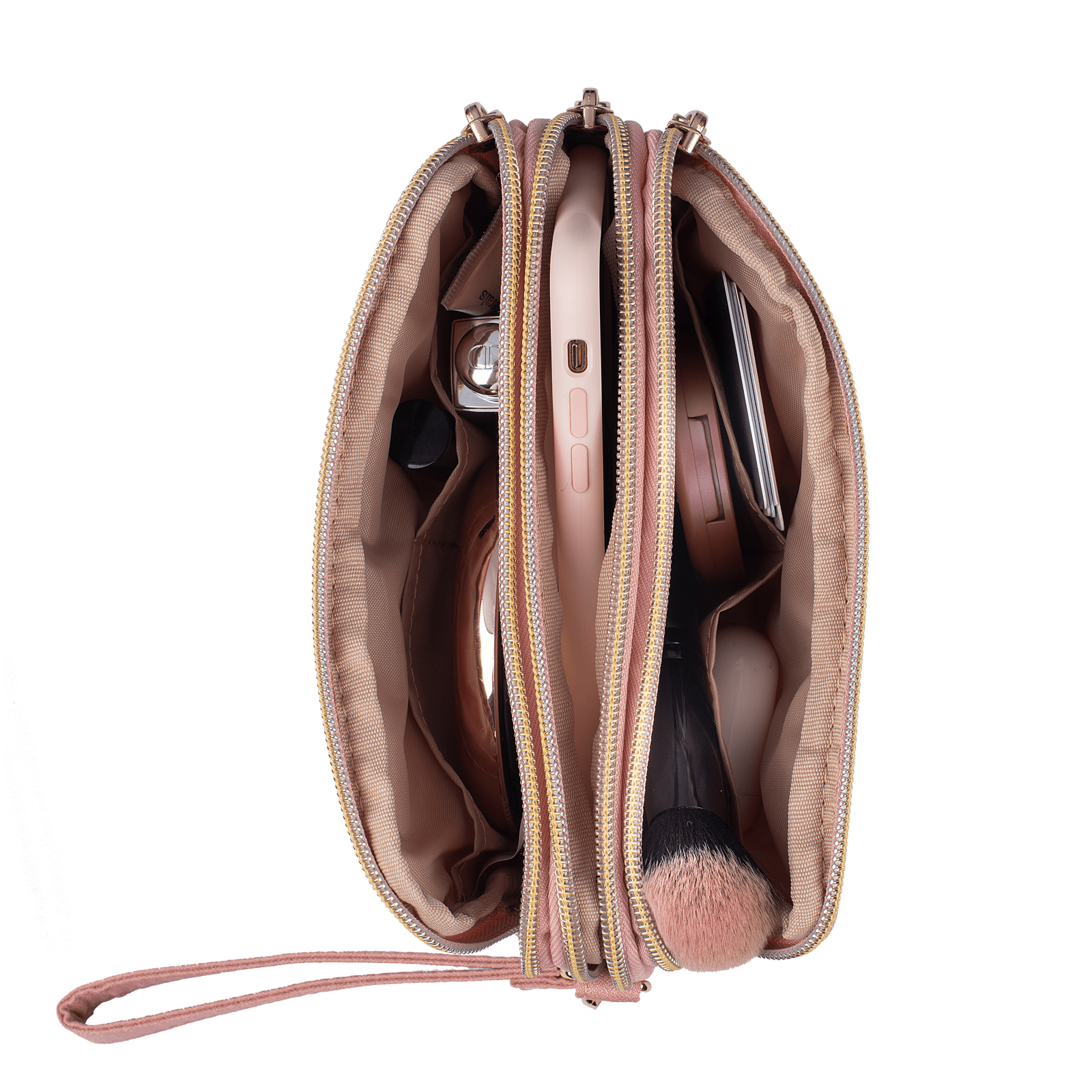 LuckyLy Bolsa de Mano para Mujer tipo Clutch, Ideal como Bolsa para Celular, Cartera Dama y Neceser, Modelo Gaby, Rosa