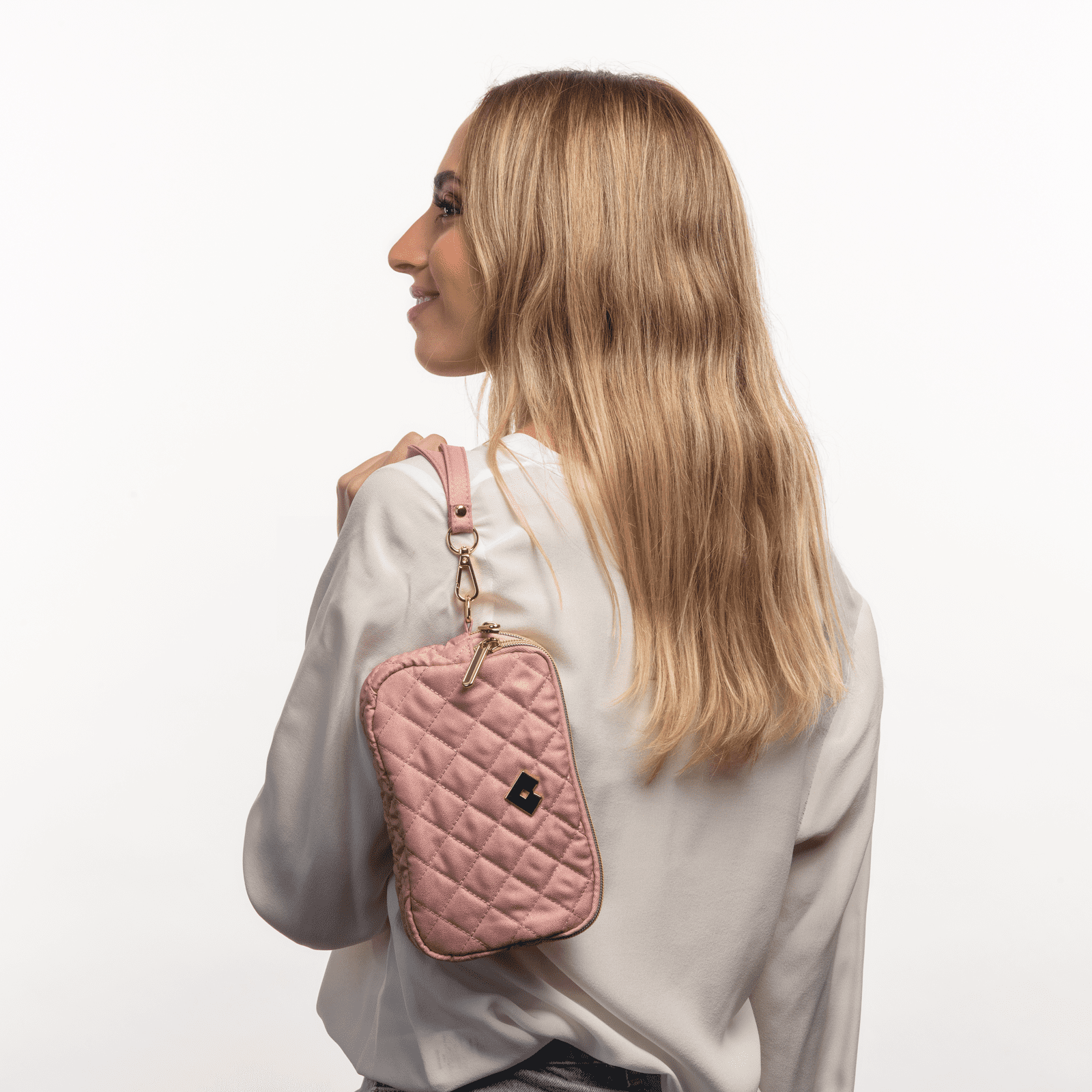LuckyLy Bolsa de Mano para Mujer tipo Clutch, Ideal como Bolsa para Celular, Cartera Dama y Neceser, Modelo Gaby, Rosa