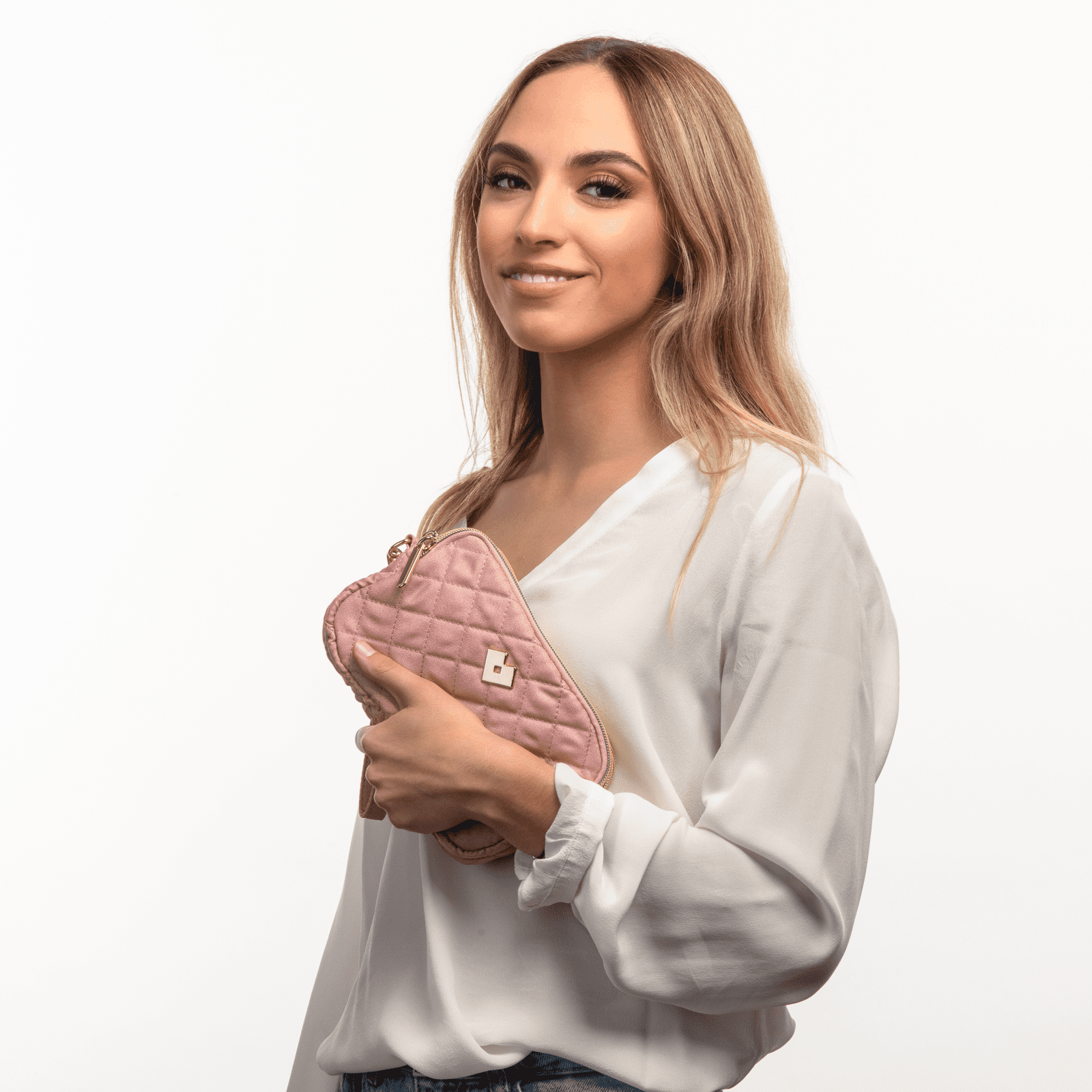 LuckyLy Bolsa de Mano para Mujer tipo Clutch, Ideal como Bolsa para Celular, Cartera Dama y Neceser, Modelo Gaby, Rosa