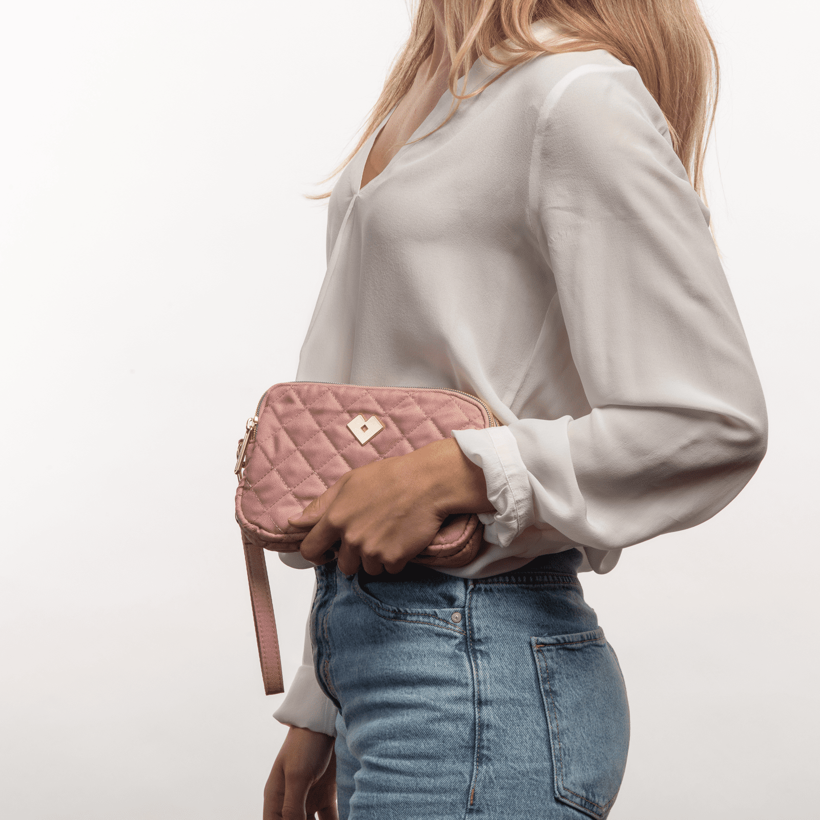 LuckyLy Bolsa de Mano para Mujer tipo Clutch, Ideal como Bolsa para Celular, Cartera Dama y Neceser, Modelo Gaby, Rosa