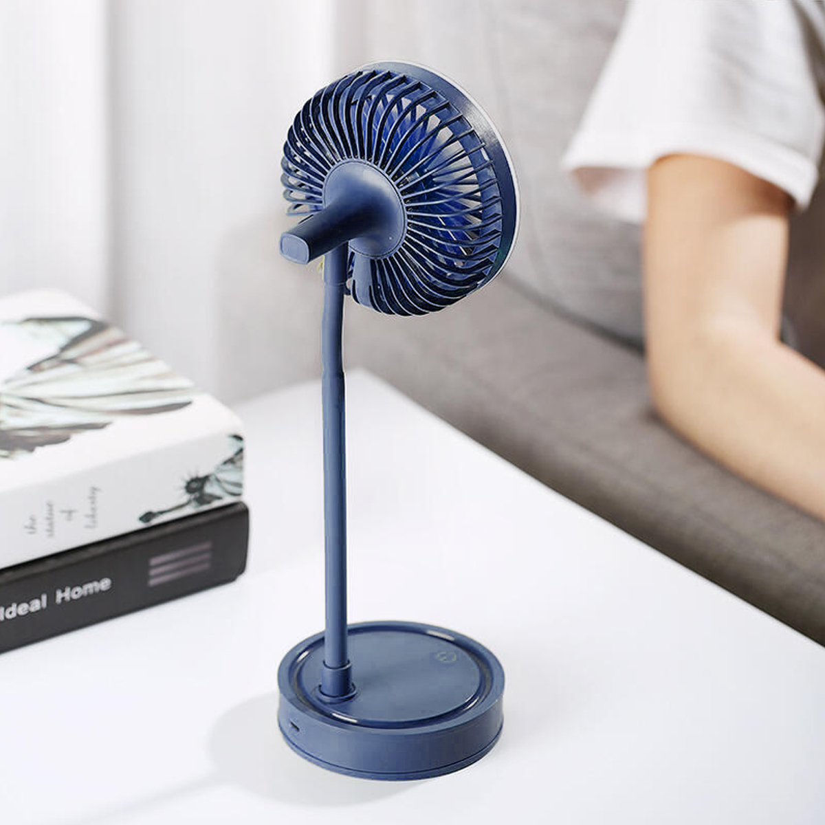 Ventilador portatil + lámpara luz Led de iluminación Recargable USB 3 potencias 360 grados
