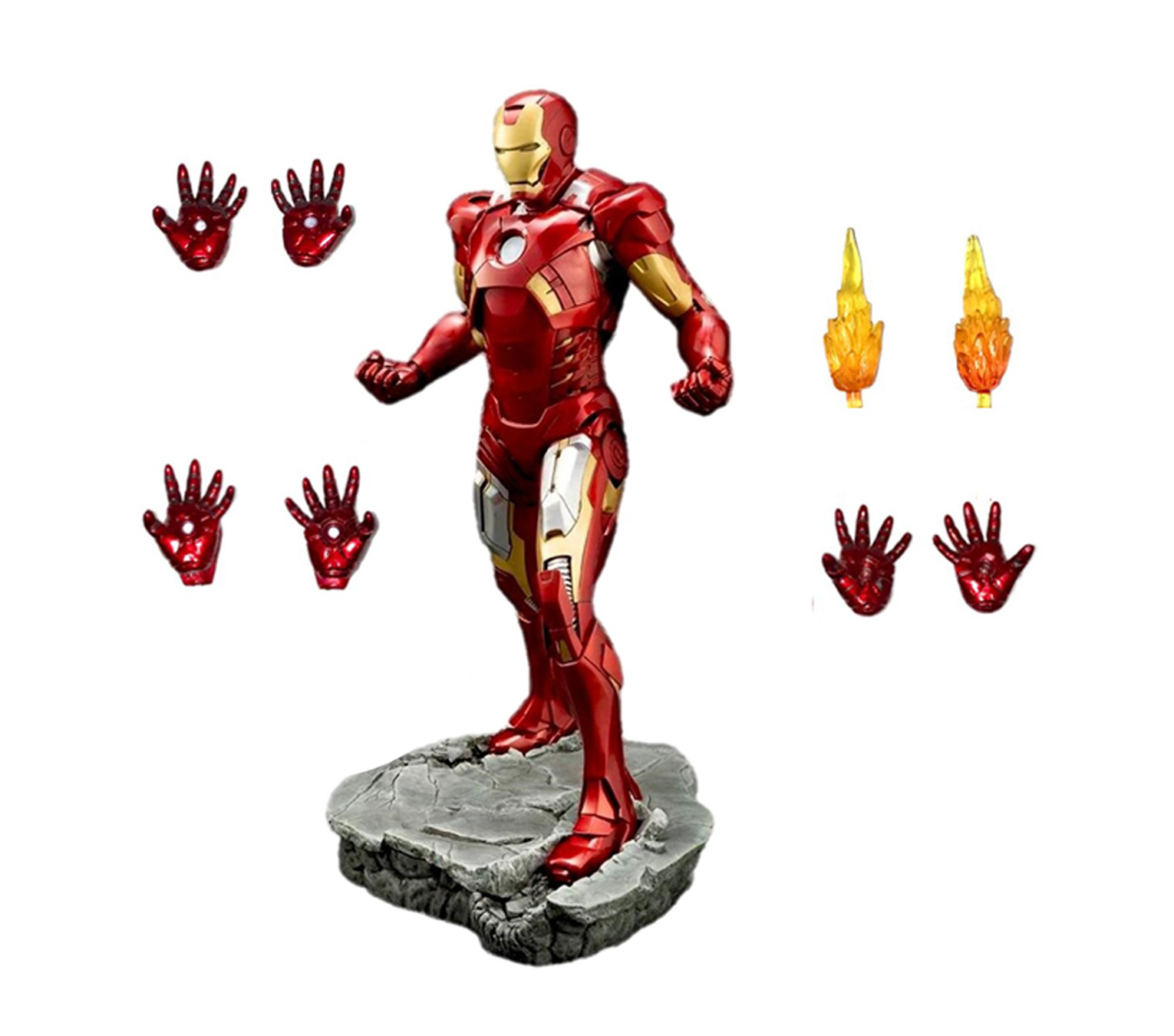 Figura de Accion Iron Man Mark 7 Coleccionable Figura Articulada con Hall Of Armor con Luz y  Batería Recargable 