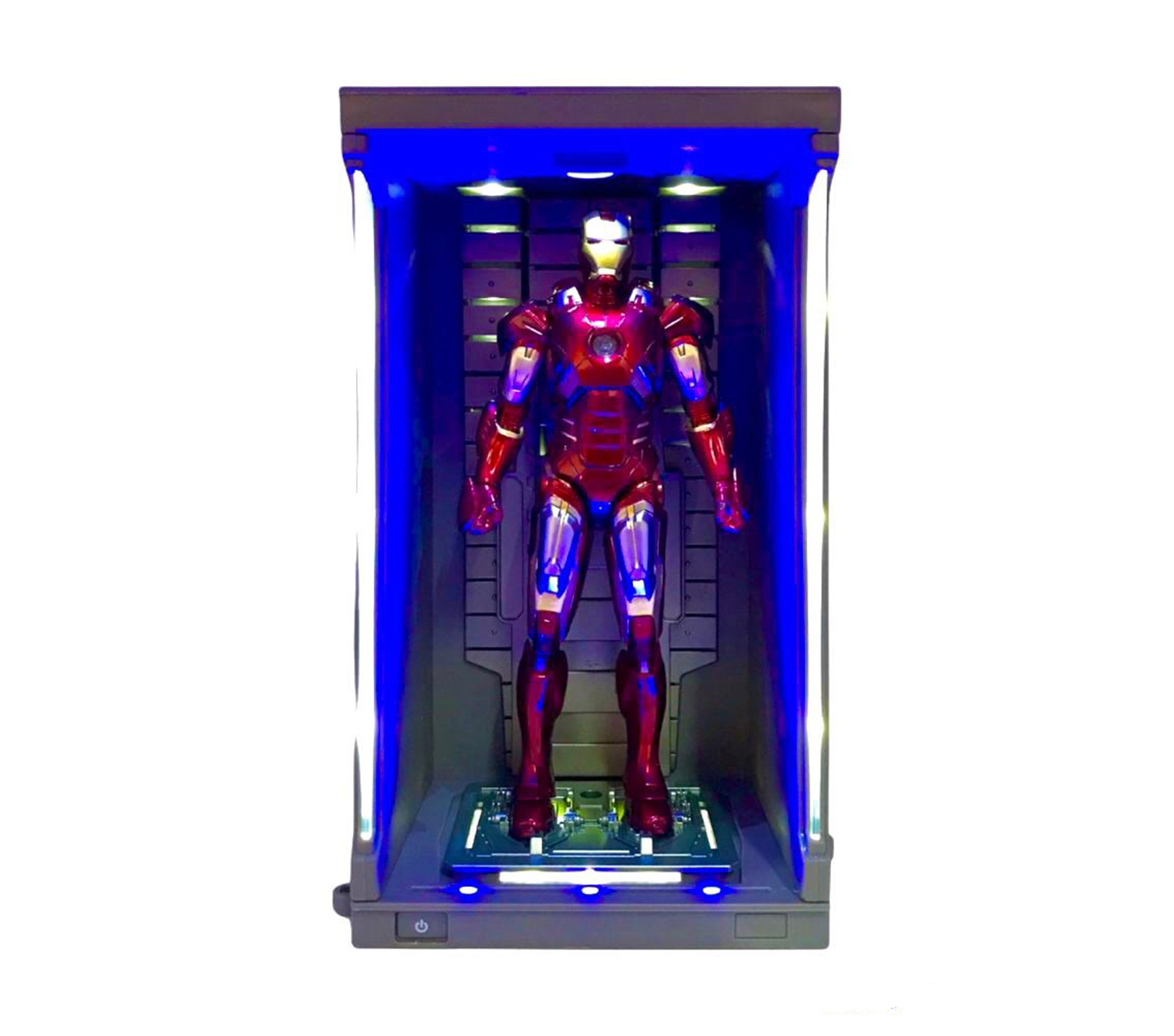 Figura de Accion Iron Man Mark 7 Coleccionable Figura Articulada con Hall Of Armor con Luz y  Batería Recargable 