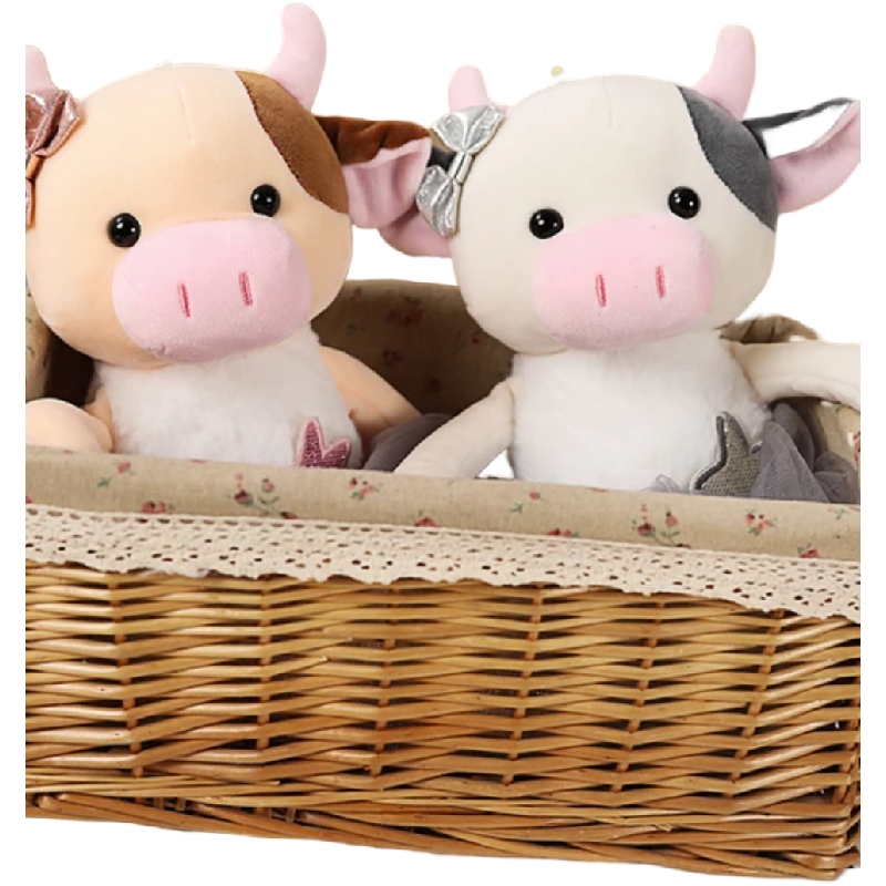 Peluche Suave Vaquita Vestida De Bailarina Con Moño Gris