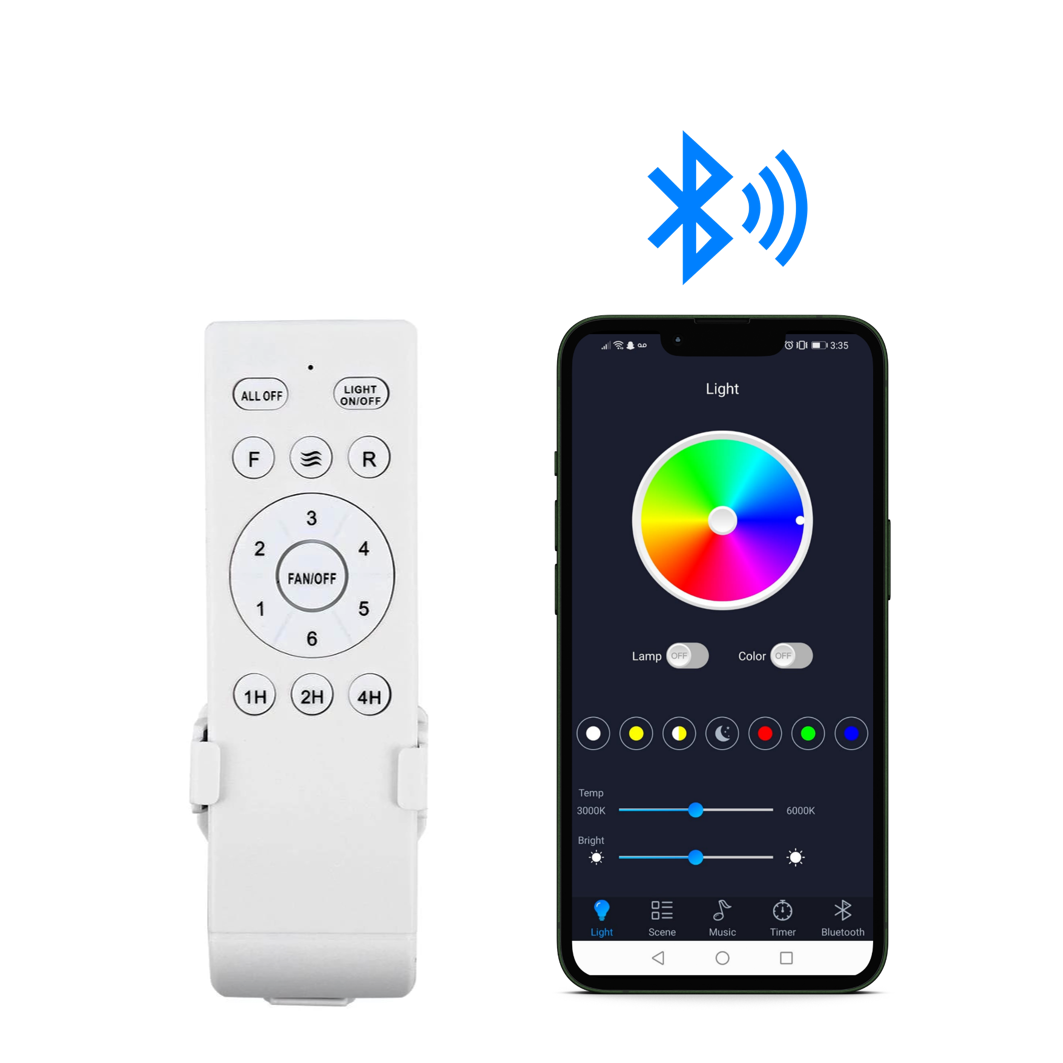 Ventilador de Techo Lámpara Luz Multicolor con Aspa Retráctil Bocina Bluetooth