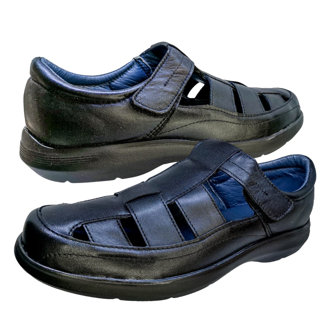 Huarache Especial Pie Delicado ó Diabético Hombre Amplio Café / Negro / Shedron