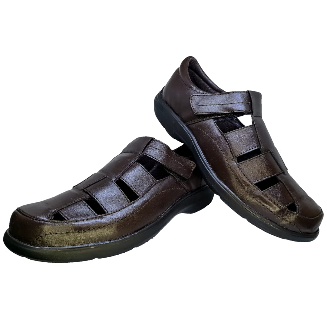 Huarache Especial Pie Delicado ó Diabético Hombre Amplio Café / Negro / Shedron