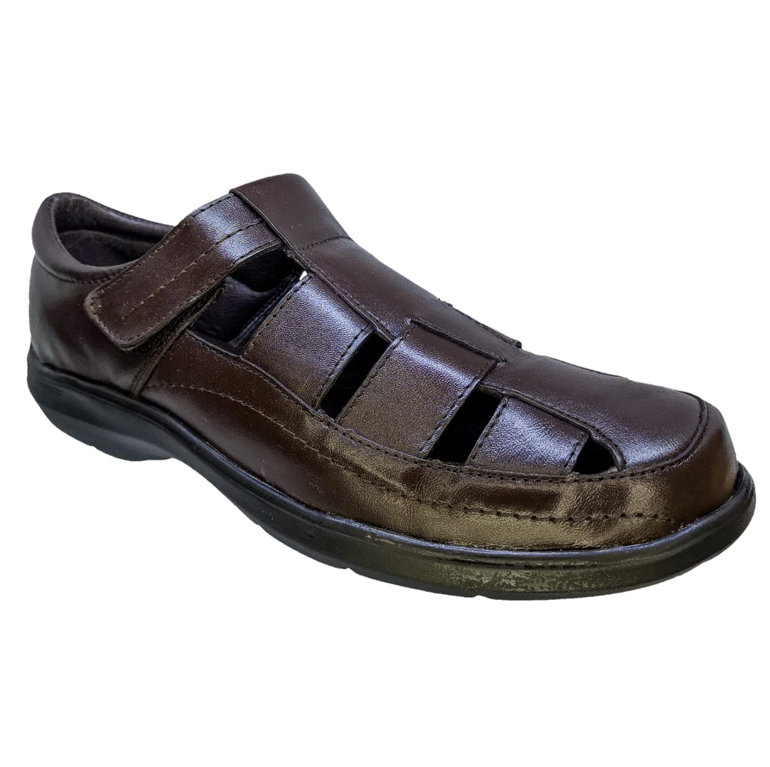 Huarache Especial Pie Delicado ó Diabético Hombre Amplio Café / Negro / Shedron