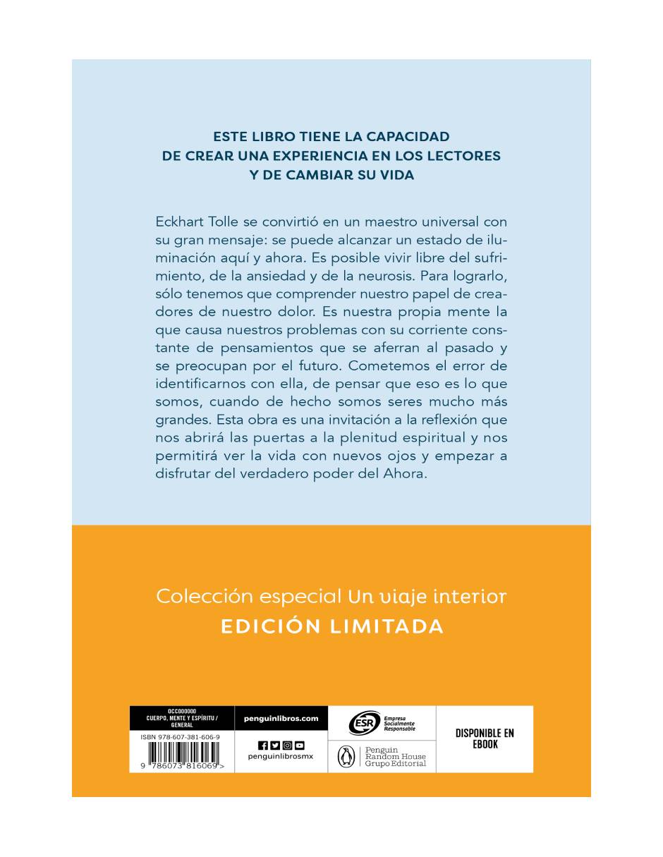 El poder del ahora Autor Eckhart Tolle.