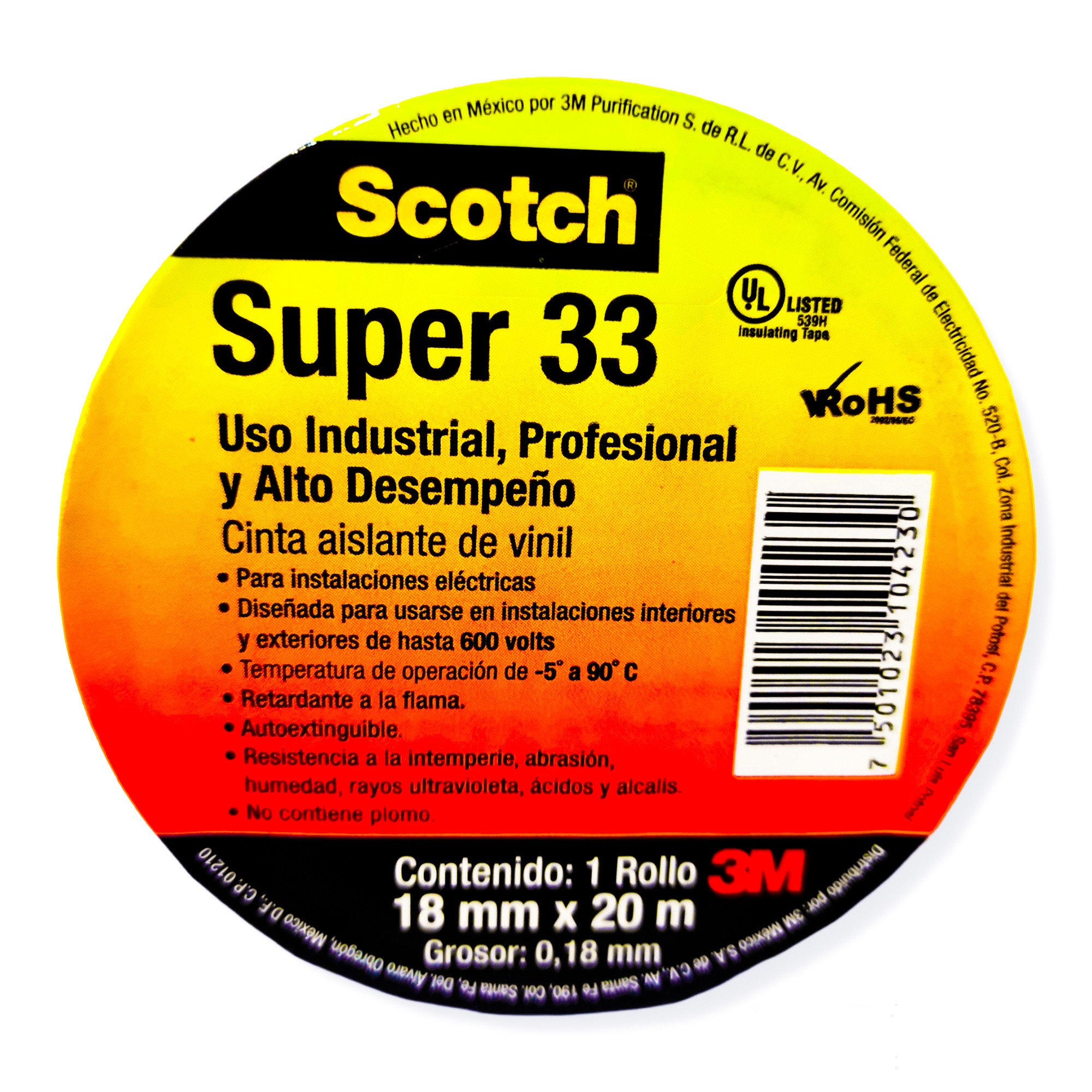 3M Cinta de aislar Scotch súper 33. Cinta aislante de vinil 3M scotch súper 33