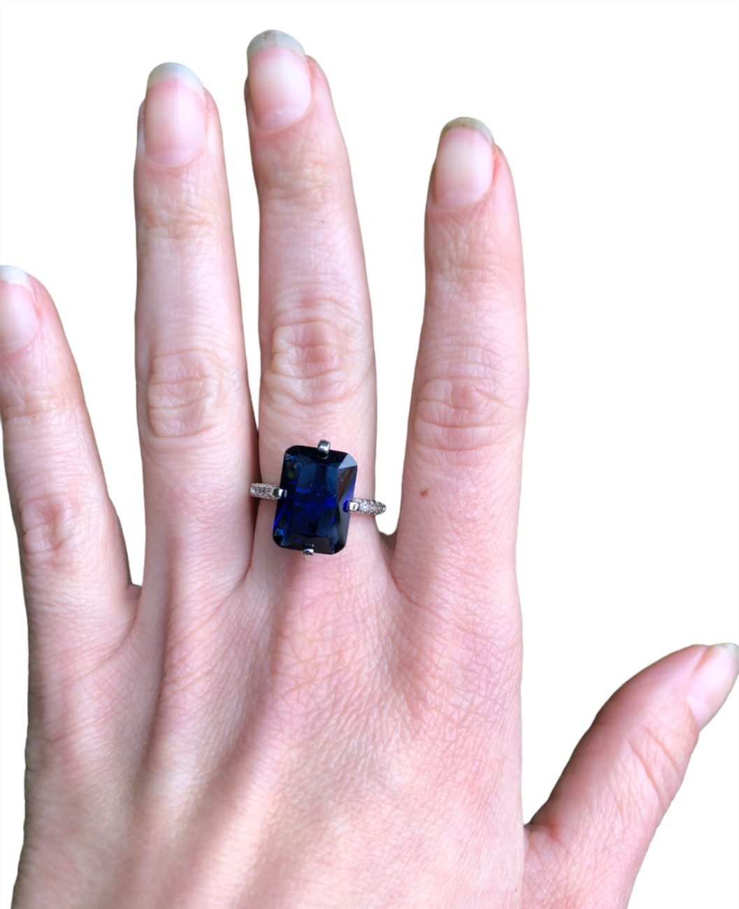 Anillo Promesa Circonia Azul Grande En Plata925 Amour