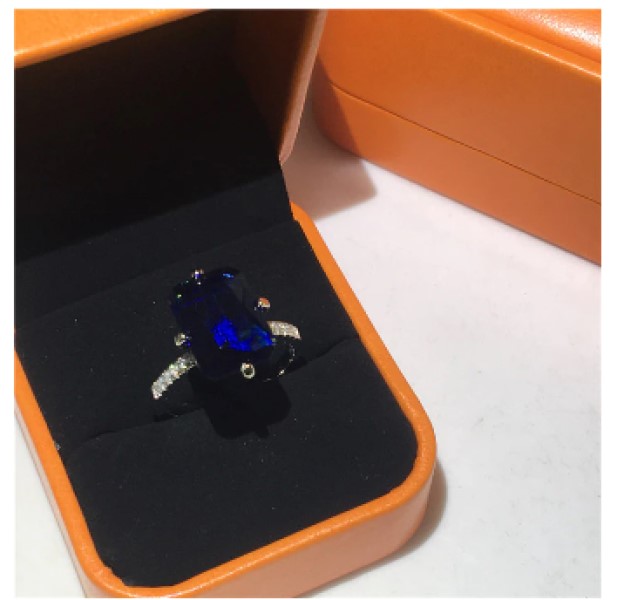 Anillo Promesa Circonia Azul Grande En Plata925 Amour