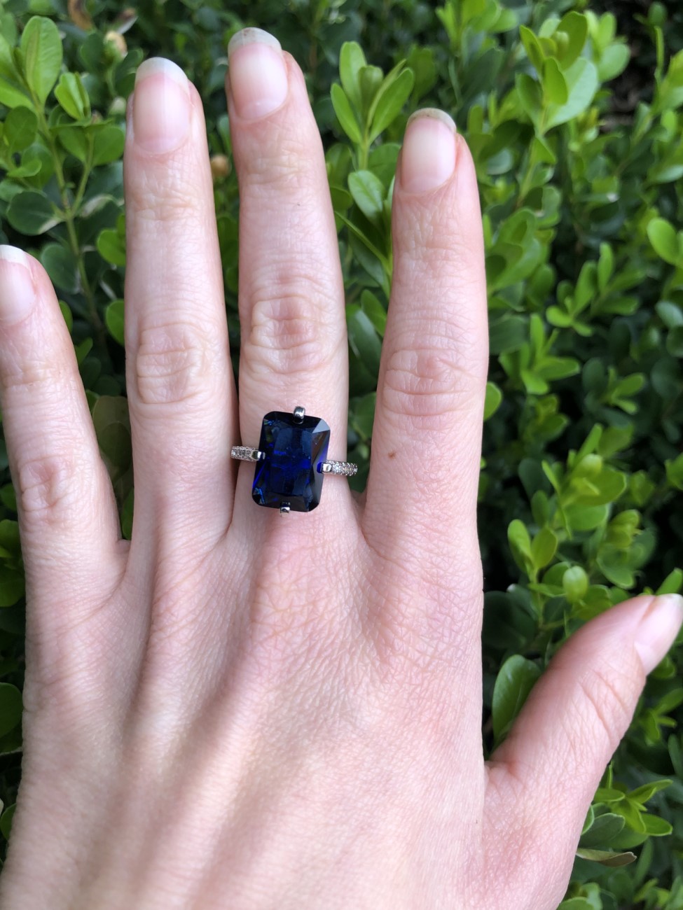 Anillo Promesa Circonia Azul Grande En Plata925 Amour