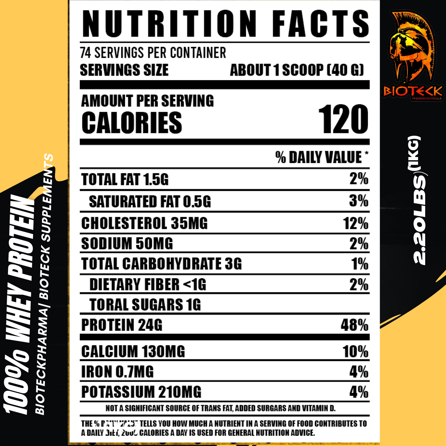 BIOTECKPHARMA| 100% Whey Protein Sabor Fresa 2.20 lbs | 1000 grs.	