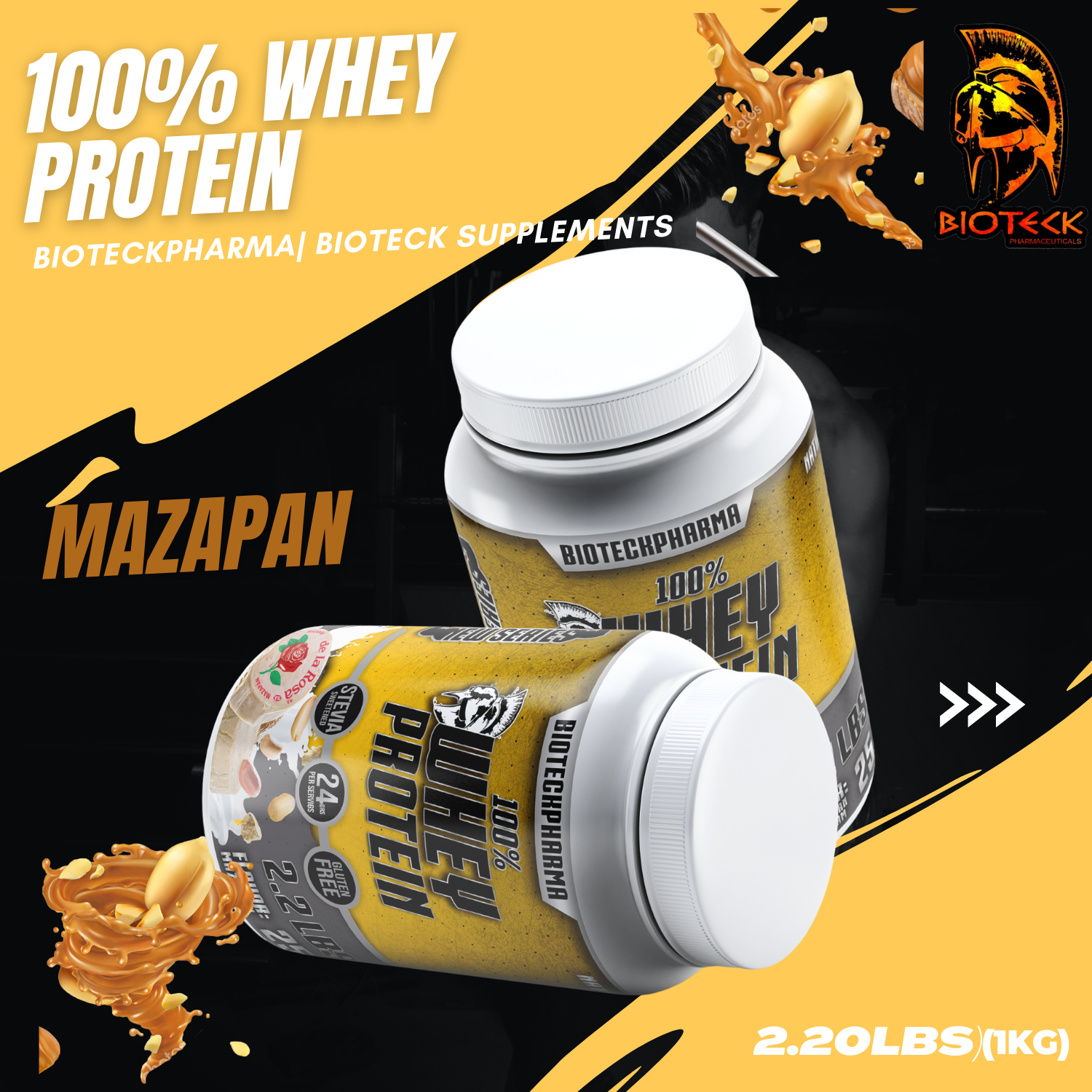 BIOTECKPHARMA| 100% Whey Protein Sabor Mazapan 2.20 lbs | 1000 grs.	