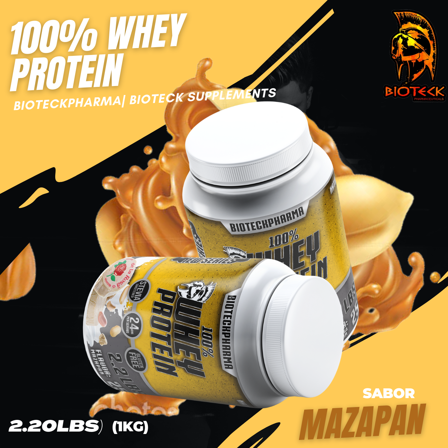 BIOTECKPHARMA| 100% Whey Protein Sabor Mazapan 2.20 lbs | 1000 grs.	
